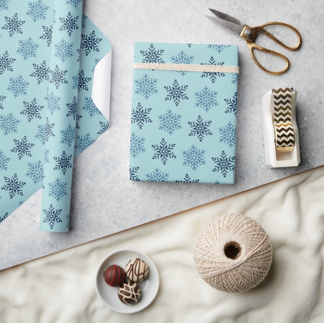 Papel de regalo azul navideño adorable (Artesanía)