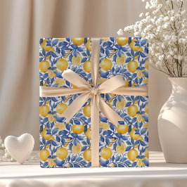 Papel De Regalo Azul negrita Italia Positano Lemon