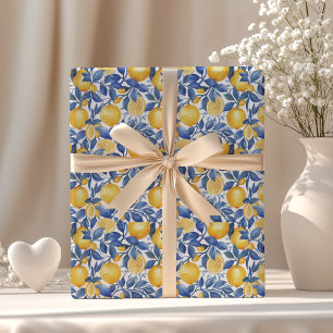 Papel De Regalo Azul negrita Italia Positano Lemon
