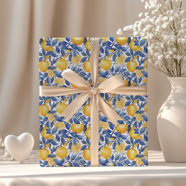 Papel De Regalo Azul negrita Italia Positano Lemon (Subido por el creador)