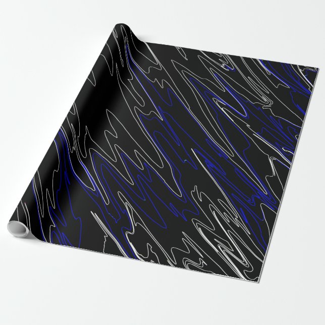 Papel De Regalo Azul negro mareado (Desenrollado)