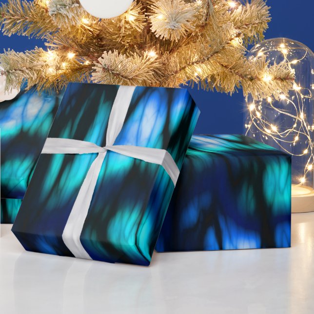 Papel De Regalo Azul negro y turquesa abstracto (Vacaciones)