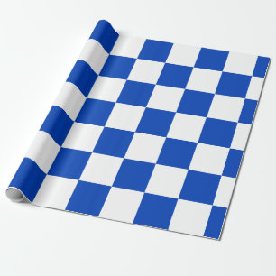 Papel De Regalo Azul neón vibrante con cuadros blancos: diversión