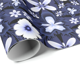Papel De Regalo Azul Orquídea Elegante Flores Arte Fractal