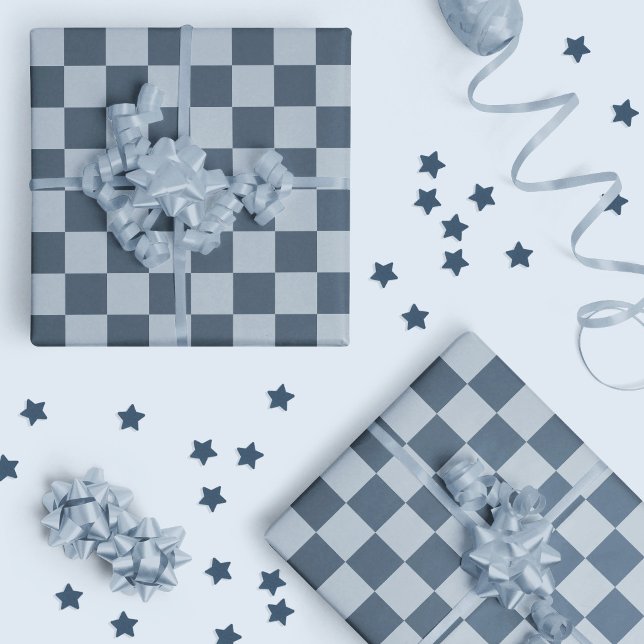 Papel De Regalo Azul oscuro Checker Checkerboard Cuadros 00s 90s (Subido por el creador)