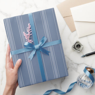 Papel De Regalo Azul Polvo y Rayas Azules Claras