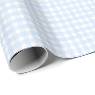 Papel De Regalo Azul Polvoriento Gingham Clásico