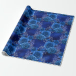 Papel De Regalo Azul Real y Floral Plateado<br><div class="desc">Papel de regalo floral vintage acuarela con azul real y plateado de moda.</div>
