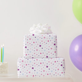 Papel De Regalo Azul Rosa Estrellas Moradas Espacio Cósmico.