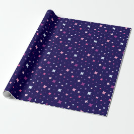 Papel De Regalo Azul Rosa Estrellas Moradas Espacio Cósmico.