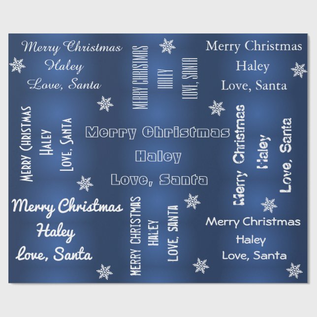 Papel De Regalo Azul Santa Navidades personalizado (Superficie plana)