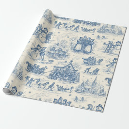 Papel De Regalo Azul Toile Chinoiserie de Invierno