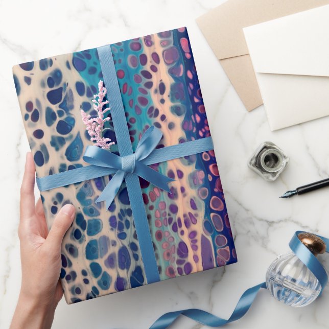 Papel De Regalo Azul Verde azulado Lilac Blanco Acrílico Abstracto (Regalar)