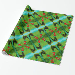 Papel De Regalo Azul verde azulado: Navidades Caballo con navidade
