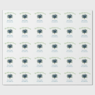 Papel De Regalo azul verde floral la cena de ensayo editable na