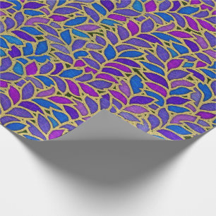 Papel De Regalo Azul, violeta y oro de Floresta