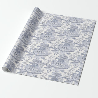 Papel De Regalo Azul Willow en azul azul gris azul lumbar PIlow