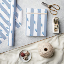 Papel de Regalo Azul y Blanco a Rayas Hoja Azul