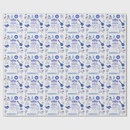 Papel De Regalo Azul y Blanco de Grecia