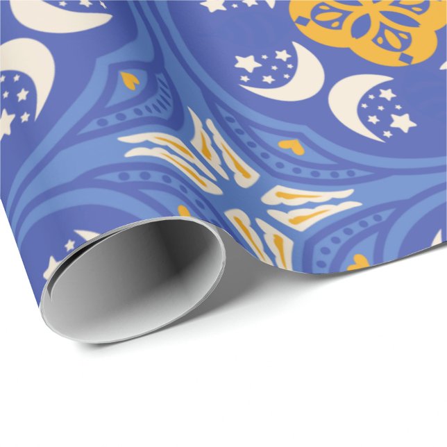 Papel De Regalo Azul y dorado geométrico estampado  (Subido por el creador)