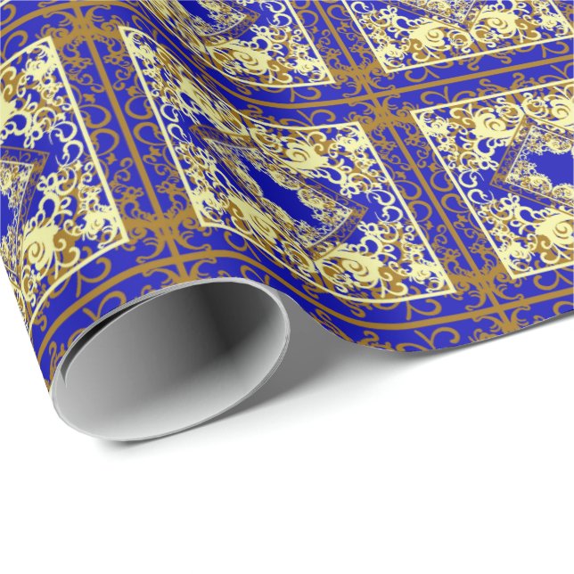 Papel De Regalo Azul y oro de China (Esquina del rollo)
