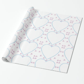 Papel De Regalo Azul y púrpura del marco del corazón de XO