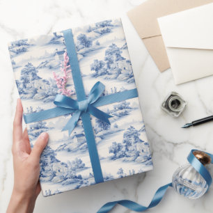 Papel De Regalo Azul y Toile de marfil
