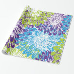 Papel De Regalo Azul y verde lima florales<br><div class="desc">Papel de embalaje floral del azul y de la verde lima. Otros artículos disponibles en los Metro-Acontecimientos y no serio tomada 2b en Zazzle.</div>