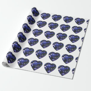 Papel De Regalo Azul zafiro del corazón