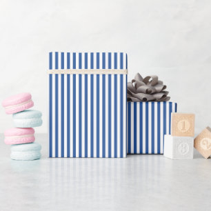 Papel De Regalo Azul Zafiro Mediano y Rayas Blancas