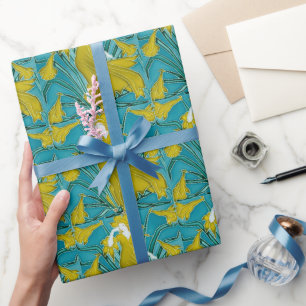 Papel De Regalo Azulejo Art Nouveau Narciso Amarillo de Walter Cra