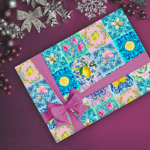 Papel De Regalo Azulejo color turquesa siciliano de verano Amalfi