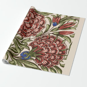 Papel De Regalo Azulejo de Flor de Clavel Antiguo Rústico Arte De 