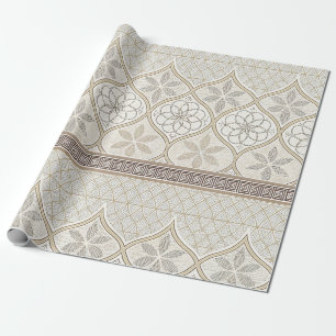 Papel De Regalo Azulejo geométrico de chocolate beige crema marroq