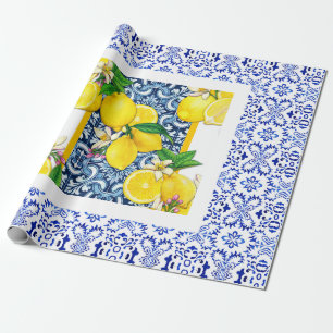 Papel De Regalo Azulejo grecia lemon Baldosas portuguesas