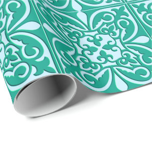 Papel De Regalo Azulejo marroquí - azul turquesa y aqua