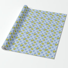 Papel De Regalo Azulejo Mediterráneo Amarillo Azul Lema Despedida