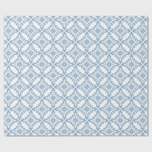Papel De Regalo Azulejo mediterráneo azul damasco elegante