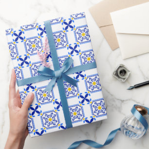 Papel De Regalo Azulejo portugués mediterráneo tradicional