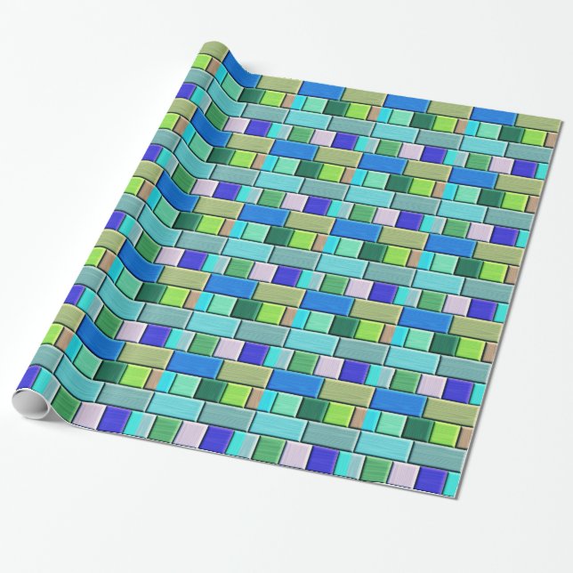 Papel De Regalo Azulejos Azules Shappire (Desenrollado)
