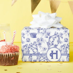 Papel De Regalo Azulejos azules y blancos