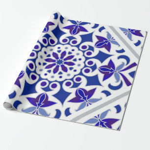 Papel De Regalo Azulejos azules y blancos índigo portugués