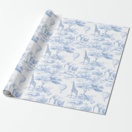 Papel De Regalo Azulejos de animales de Safari de Jouy Dusty Blue