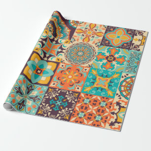 Papel De Regalo Azulejos de colores. Portugués tradicional o