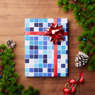 Papel De Regalo Azulejos de Piscina, Baldosas Azules Mosaico, Patr