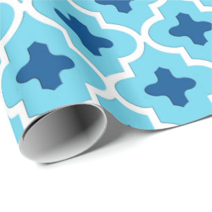 Papel De Regalo Azulejos marroquíes clásicos, cobalto y azul cielo