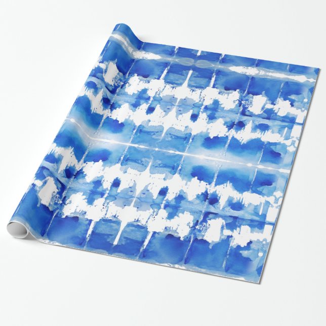 Papel De Regalo Azules añiles de Shibori (Desenrollado)