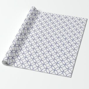 Papel De Regalo Azules marinos en los círculos traslapados blancos