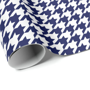 Papel De Regalo Azules marinos y blanco medios Houndstooth