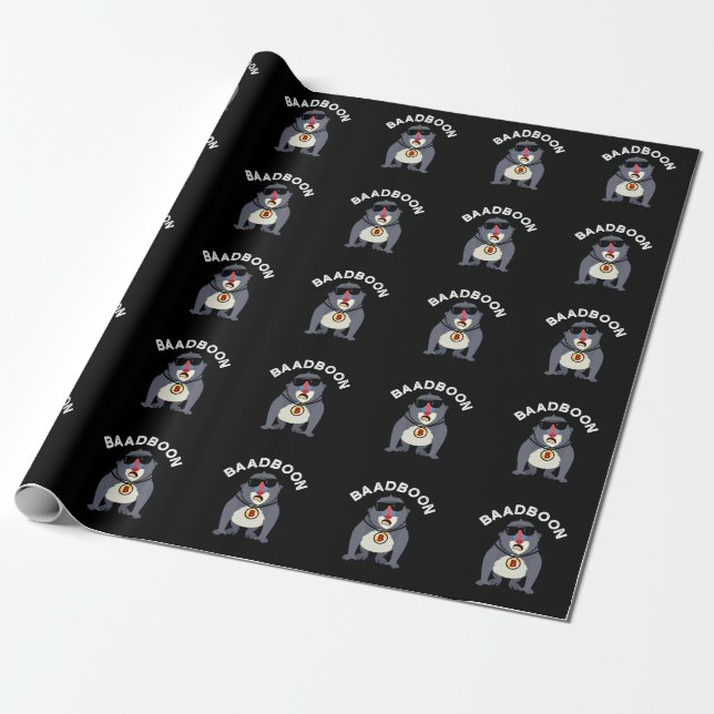 Papel De Regalo Baadboon Funny Bad Baboon Pun Dark BG (Desenrollado)